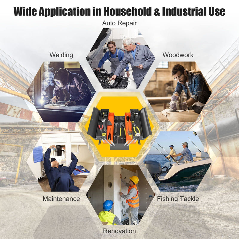 Load image into Gallery viewer, Goplus 22-Inch Metal Tool Box, 3-Layer 5-Tray Portable Folding Tool Chest Organizer with Handle & Lock Hole - GoplusUS