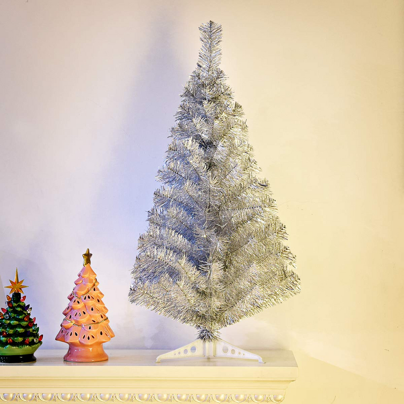 Load image into Gallery viewer, Goplus 3ft Silver Pencil Christmas Tree, Artificial Slim Tree - GoplusUS