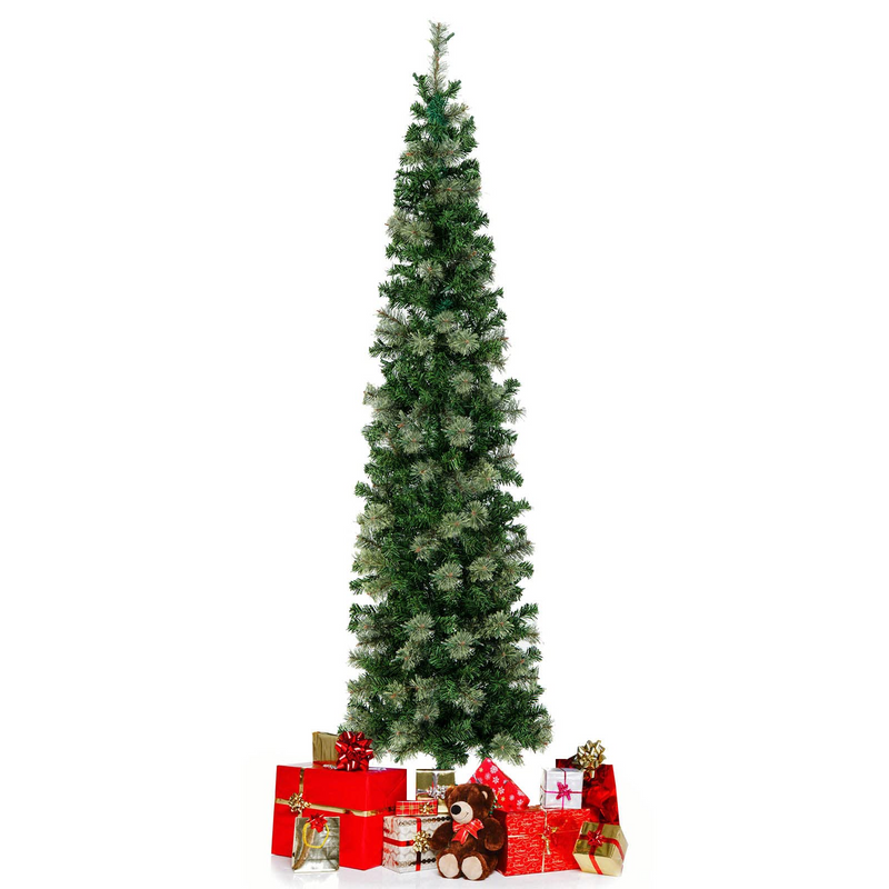 Load image into Gallery viewer, Goplus 7ft Pre-Lit Half-Shape Christmas Tree, Artificial Xmas Tree W/ 403 Branch Tips - GoplusUS