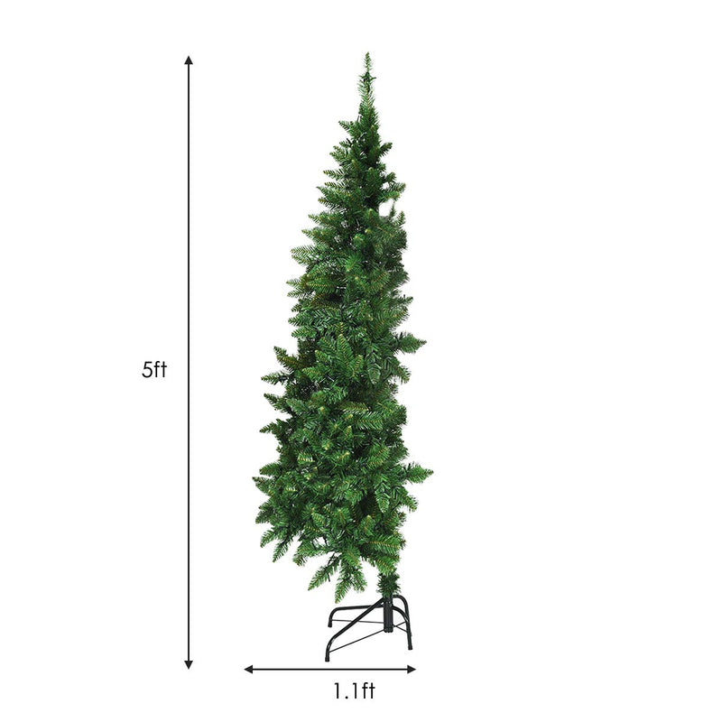 Load image into Gallery viewer, 5ft/6ft Prelit Half-Shape Christmas Tree, Premium PVC Needles Artificial Tree - GoplusUS