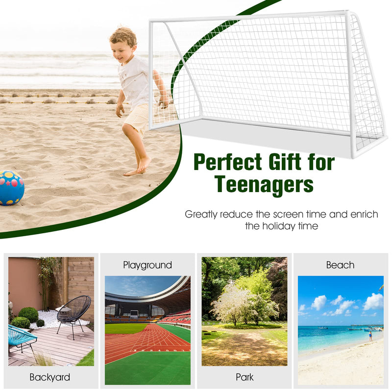 Load image into Gallery viewer, Goplus Soccer Goal, 6FT x 4FT/12FT x 6FT Soccer Net with Strong UPVC Frame, Quick Set-up, High-Strength Netting - GoplusUS