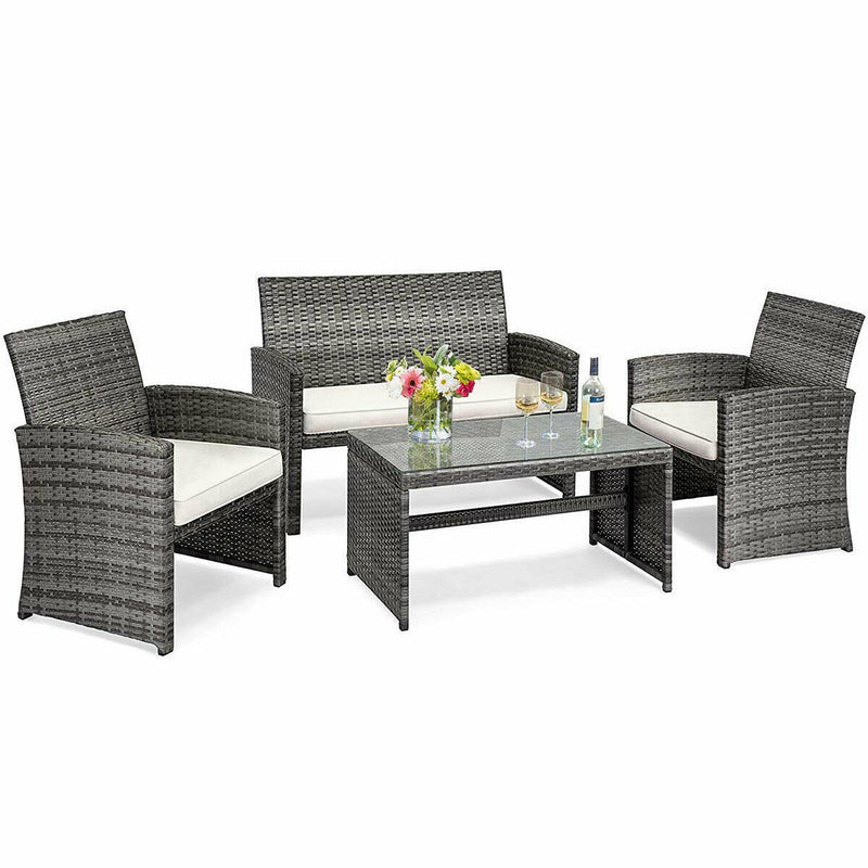 Load image into Gallery viewer, Goplus 4-Piece Rattan Patio Furniture Set, Wicker Rattan Furniture Set