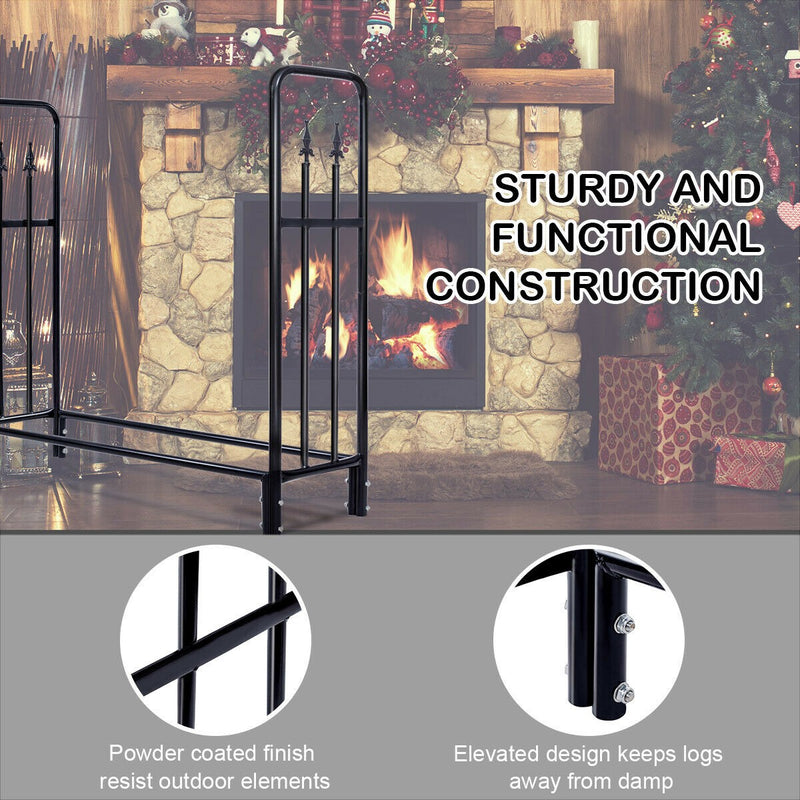 Load image into Gallery viewer, Firewood Log Rack Indoor Outdoor Fireplace Storage Holder - GoplusUS