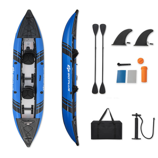 Goplus 12.5 ft Inflatable Tandem Kayak | 1-2 Person Canoe | 507 lbs Capacity | Includes All Accessories & Carry Bag