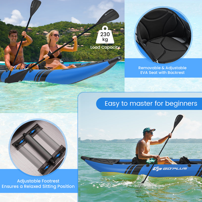 Load image into Gallery viewer, Goplus 12.5 ft Inflatable Tandem Kayak | 1-2 Person Canoe | 507 lbs Capacity | Includes All Accessories &amp; Carry Bag
