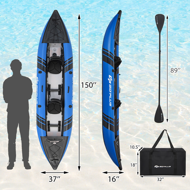 Load image into Gallery viewer, Goplus 12.5 ft Inflatable Tandem Kayak | 1-2 Person Canoe | 507 lbs Capacity | Includes All Accessories &amp; Carry Bag
