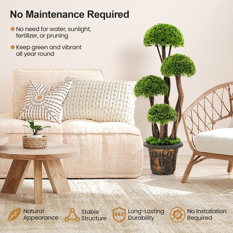Load image into Gallery viewer, Goplus 3 FT Artificial Cypress Topiary Ball Tree Faux Greenery Plant with Cement-Filled Planter (1/2 Pack)
