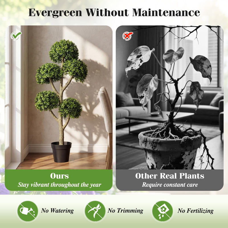 Load image into Gallery viewer, Goplus 46" Artificial Boxwood Topiary Tree with 5 Ball-Shaped Topiaries
