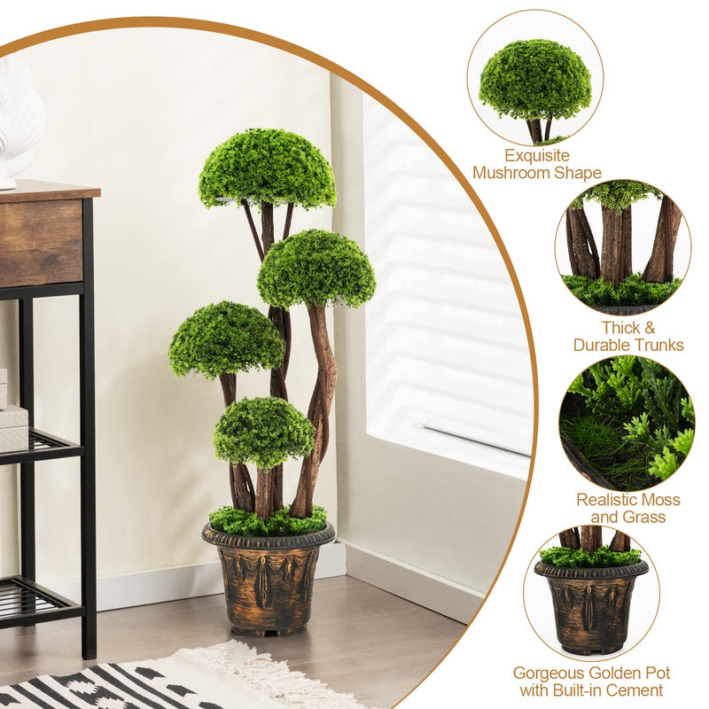 Load image into Gallery viewer, Goplus 3 FT Artificial Cypress Topiary Ball Tree Faux Greenery Plant with Cement-Filled Planter (1/2 Pack)
