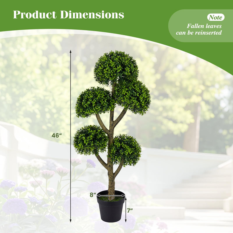 Load image into Gallery viewer, Goplus 46" Artificial Boxwood Topiary Tree with 5 Ball-Shaped Topiaries

