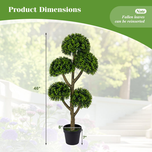 Goplus 46" Artificial Boxwood Topiary Tree with 5 Ball-Shaped Topiaries