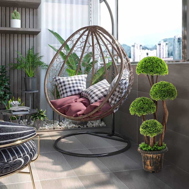 Load image into Gallery viewer, Goplus 3 FT Artificial Cypress Topiary Ball Tree Faux Greenery Plant with Cement-Filled Planter (1/2 Pack)
