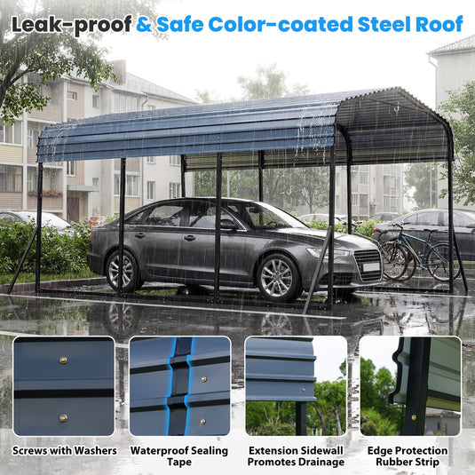 Goplus 10 x 14.5 FT Heavy-Duty Carport Outdoor Galvanized Steel Garage Car Shelter