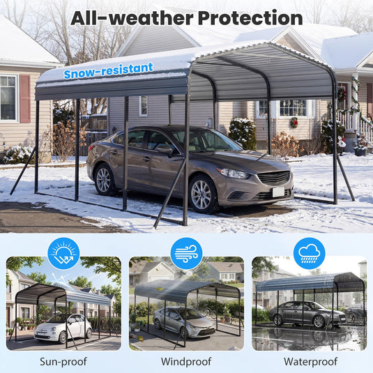 Goplus 10 x 14.5 FT Heavy-Duty Carport Outdoor Galvanized Steel Garage Car Shelter
