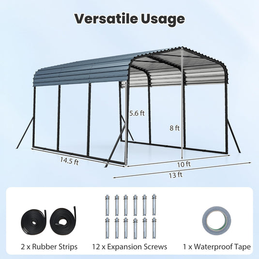 Goplus 10 x 14.5 FT Heavy-Duty Carport Outdoor Galvanized Steel Garage Car Shelter