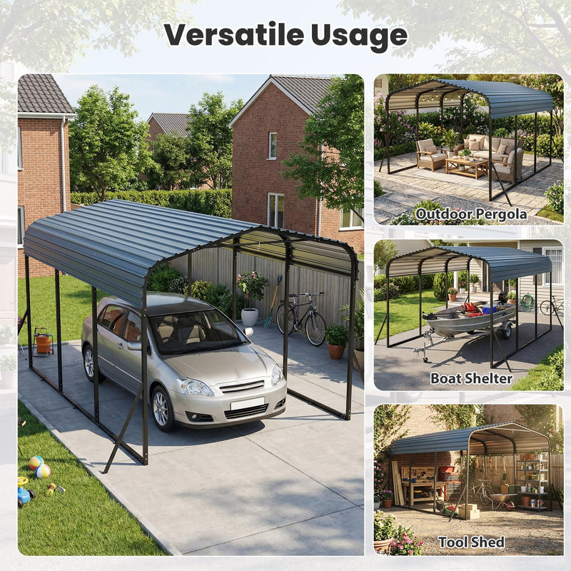 Load image into Gallery viewer, Goplus 10 x 14.5 FT Heavy-Duty Carport Outdoor Galvanized Steel Garage Car Shelter
