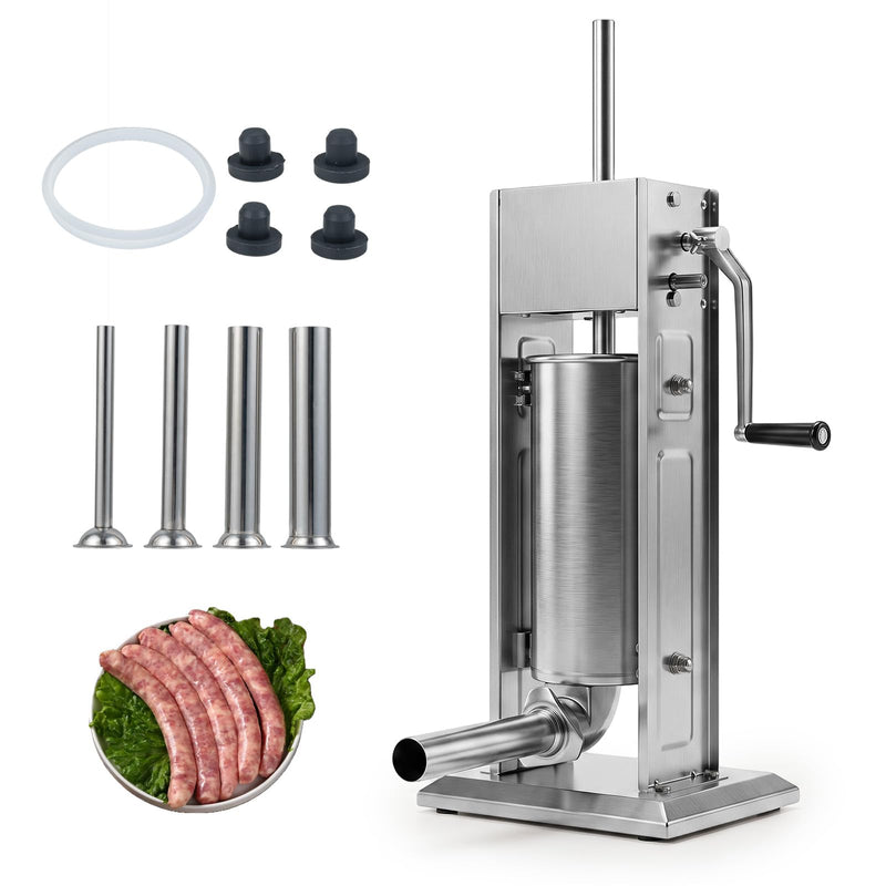 Load image into Gallery viewer, Goplus Manual Sausage Stuffer | Stainless Steel Meat Filling Machine w/2 Speeds &amp; 4 Stuffing Tubes
