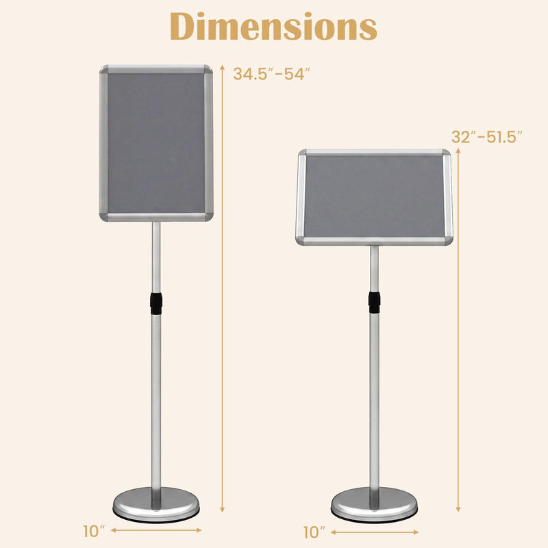 Load image into Gallery viewer, Goplus 11 x 17 Inch Height Adjustable Floor Standing Poster Stand with Snap-Open Frame &amp; 360° Rotation
