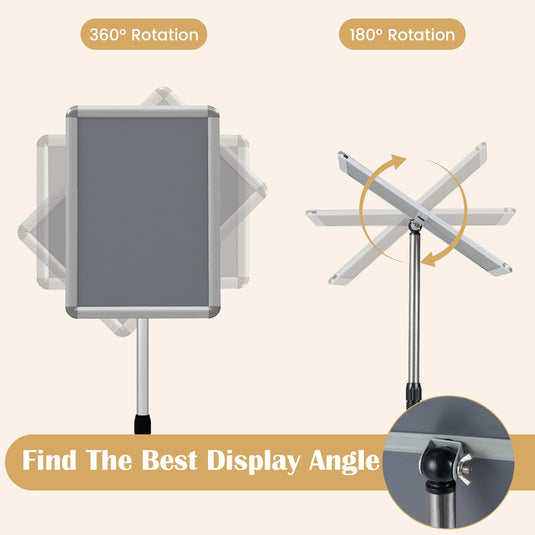 Goplus 11 x 17 Inch Height Adjustable Floor Standing Poster Stand with Snap-Open Frame & 360° Rotation