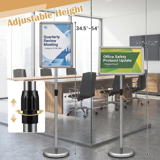 Goplus 11 x 17 Inch Height Adjustable Floor Standing Poster Stand with Snap-Open Frame & 360° Rotation