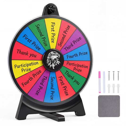Goplus 12 inch Spinning Prize Wheel with Blackboard Marker Eraser & Spare Pointer