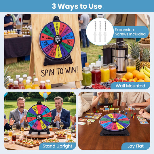 Goplus 12 inch Spinning Prize Wheel with Blackboard Marker Eraser & Spare Pointer