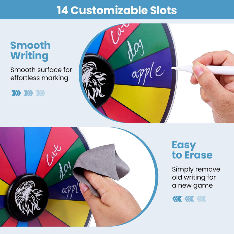 Load image into Gallery viewer, Goplus 12 inch Spinning Prize Wheel with Blackboard Marker Eraser &amp; Spare Pointer
