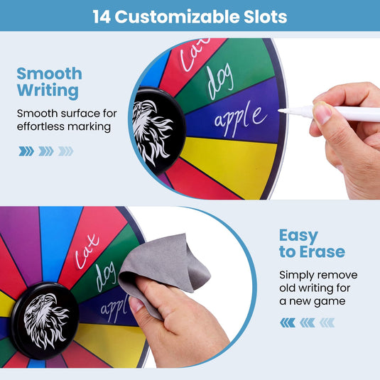 Goplus 12 inch Spinning Prize Wheel with Blackboard Marker Eraser & Spare Pointer