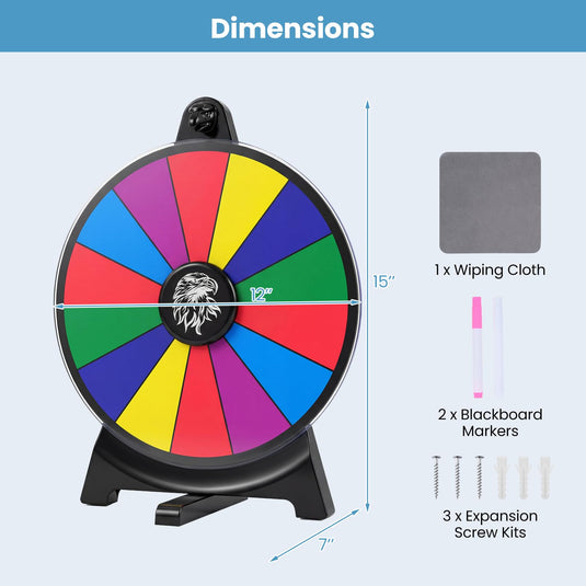 Goplus 12 inch Spinning Prize Wheel with Blackboard Marker Eraser & Spare Pointer