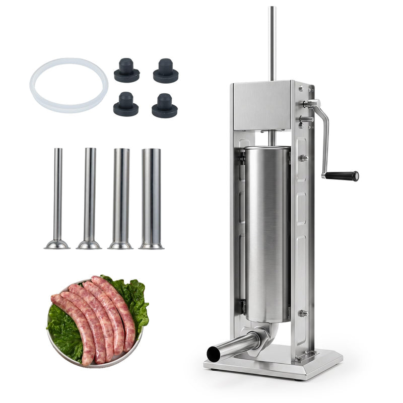 Load image into Gallery viewer, Goplus Manual Sausage Stuffer | Stainless Steel Meat Filling Machine w/2 Speeds &amp; 4 Stuffing Tubes
