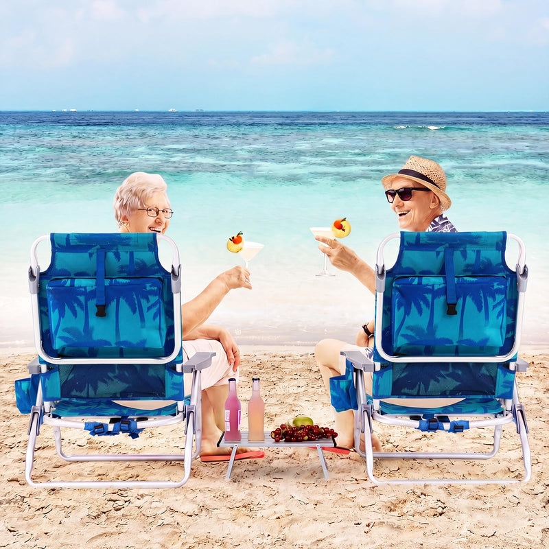 Load image into Gallery viewer, Goplus Folding Backpack Beach Chairs for Adults with 5 Positions Head Pillow &amp; Cooler Bag
