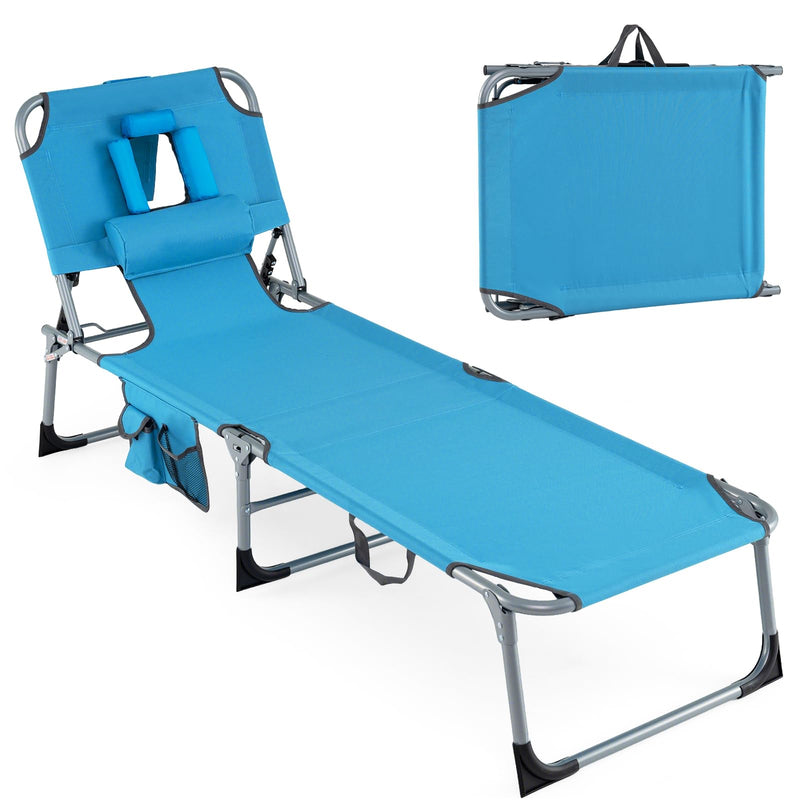 Load image into Gallery viewer, Folding Beach Lounge Chair w/ 4-Position Adjustable Backrest

