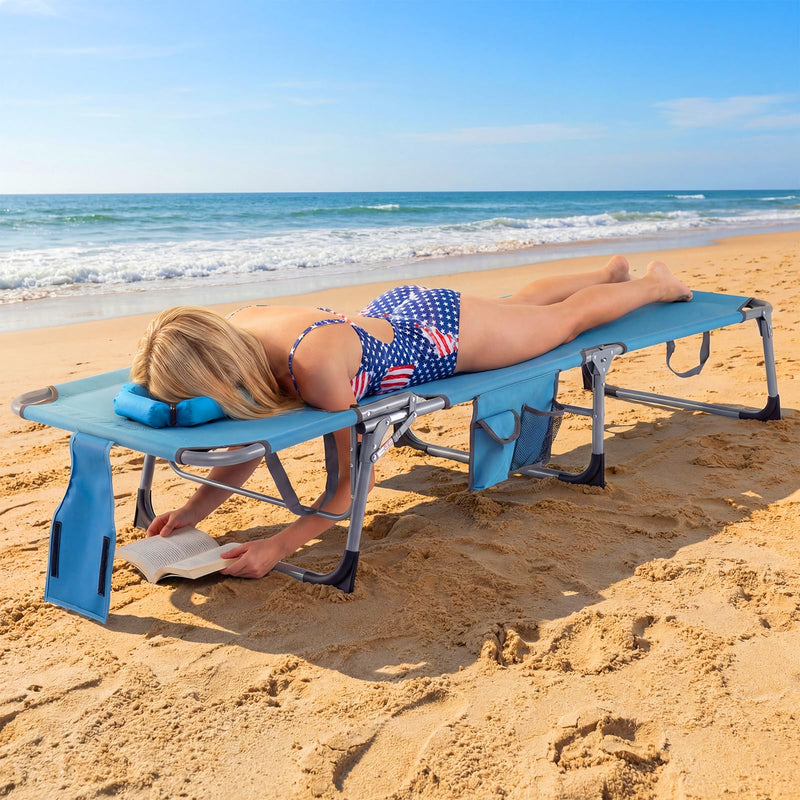 Load image into Gallery viewer, Folding Beach Lounge Chair w/ 4-Position Adjustable Backrest
