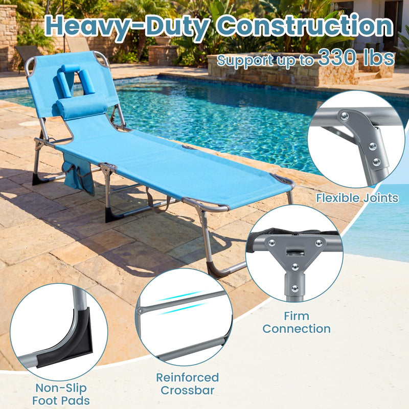 Load image into Gallery viewer, Folding Beach Lounge Chair w/ 4-Position Adjustable Backrest
