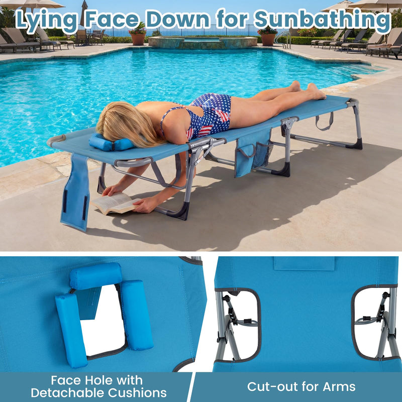 Load image into Gallery viewer, Folding Beach Lounge Chair w/ 4-Position Adjustable Backrest

