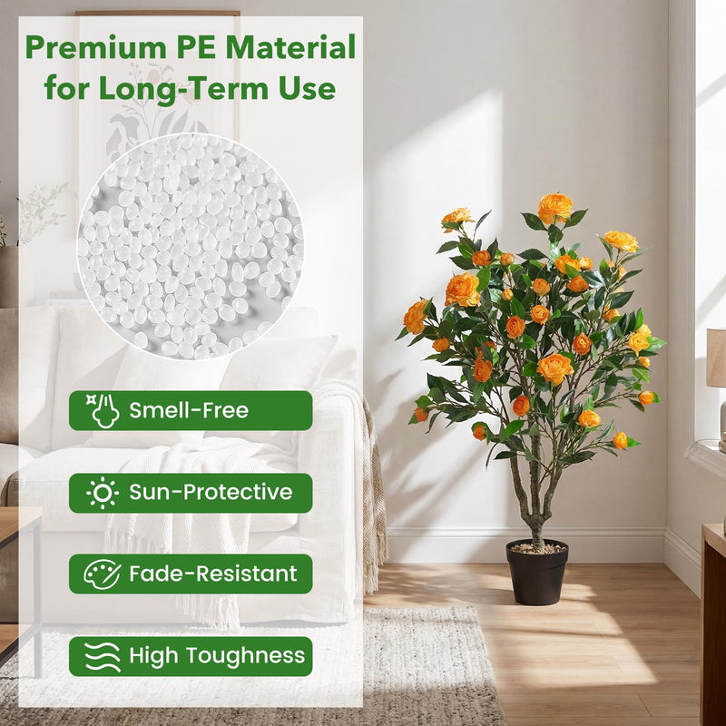 Load image into Gallery viewer, Goplus 40" Artificial Camellia Tree Faux Camellia Potted Plant in Cement-Filled Pot (1/2 Pack)
