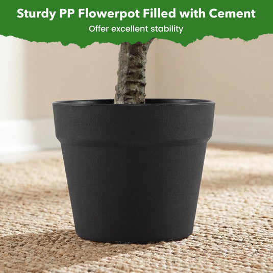 Goplus 40" Artificial Camellia Tree Faux Camellia Potted Plant in Cement-Filled Pot (1/2 Pack)