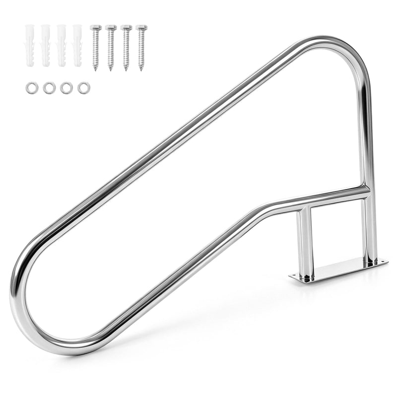 Load image into Gallery viewer, Goplus 1PC/ 2PCS Pool Handrail for Inground Pools w/Base Plate (50" x 30" (LxH))
