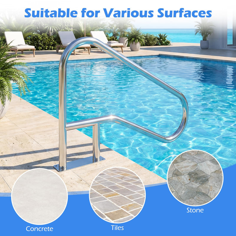 Load image into Gallery viewer, Goplus 1PC/ 2PCS Pool Handrail for Inground Pools w/Base Plate (50" x 30" (LxH))
