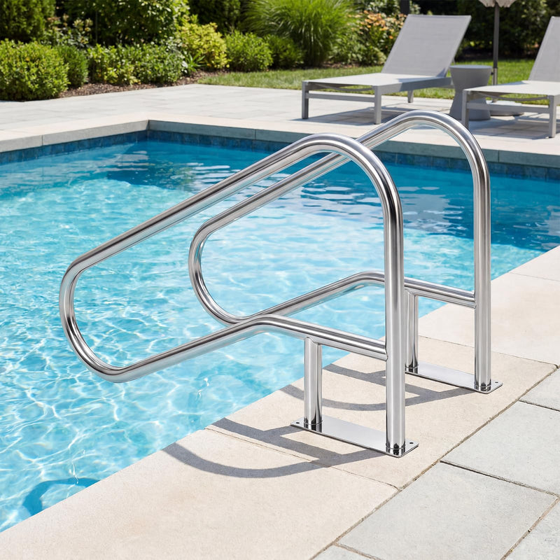 Load image into Gallery viewer, Goplus 1PC/ 2PCS Pool Handrail for Inground Pools w/Base Plate (50" x 30" (LxH))
