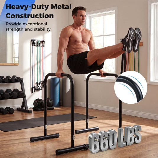 Goplus Adjustable Dip Bar Portable Fitness Workout Dip Station for Home Gym Calisthenics