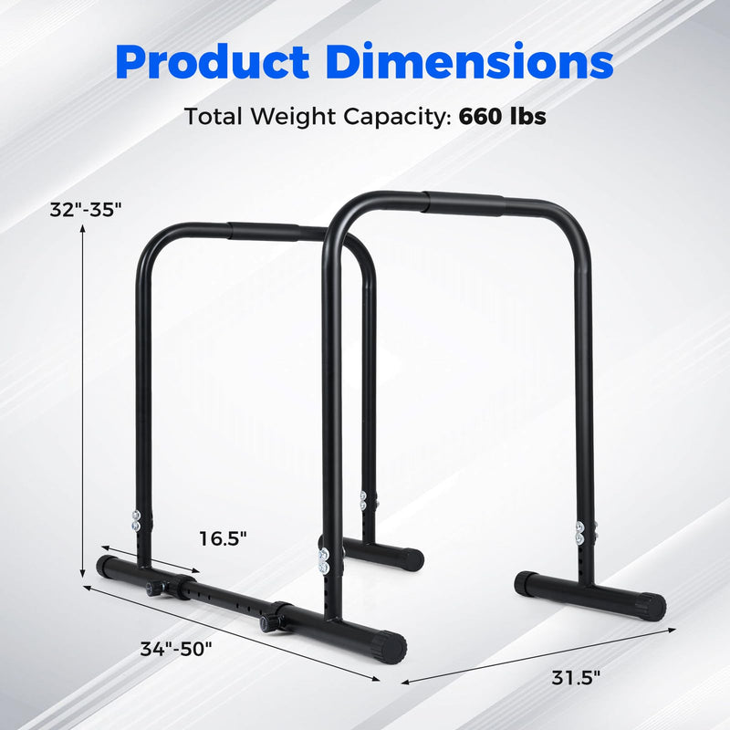 Load image into Gallery viewer, Goplus Adjustable Dip Bar Portable Fitness Workout Dip Station for Home Gym Calisthenics
