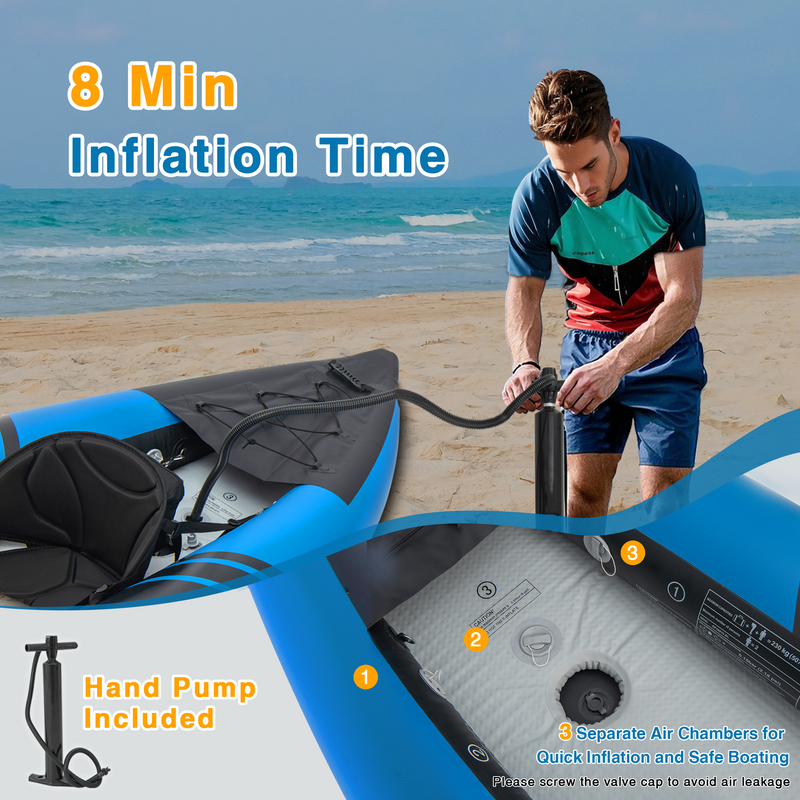 Load image into Gallery viewer, Goplus 12.5 ft Inflatable Tandem Kayak | 1-2 Person Canoe | 507 lbs Capacity | Includes All Accessories &amp; Carry Bag
