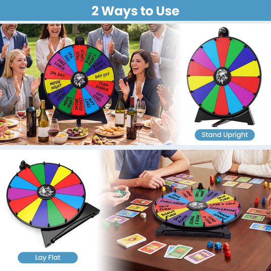 Goplus 20 inch Spinning Prize Wheel 14 Slots Spin Wheel with Blackboard Marker