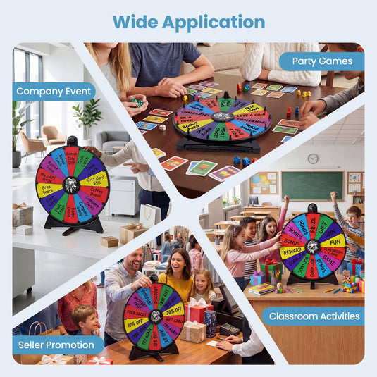 Goplus 20 inch Spinning Prize Wheel 14 Slots Spin Wheel with Blackboard Marker