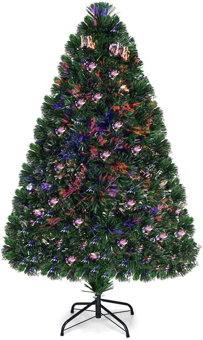 Load image into Gallery viewer, Artificial PVC Christmas Tree Pre-Lit Fiber Optic Tree
