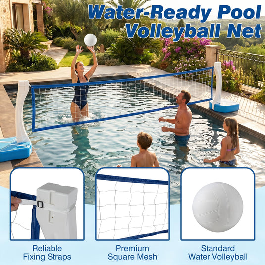Goplus 2-in-1 Pool Basketball Hoop & Volleyball Net for Teens Adults Summer Outdoor Party
