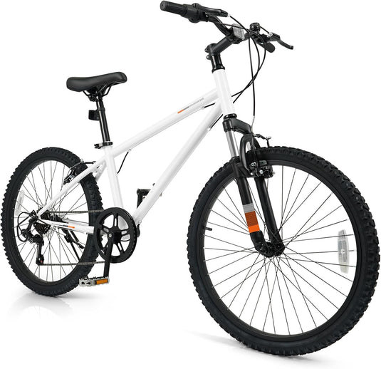 Goplus 20/24 Inch Kids Mountain Bike w/ 6-Speed Drivetrain & Suspension Fork