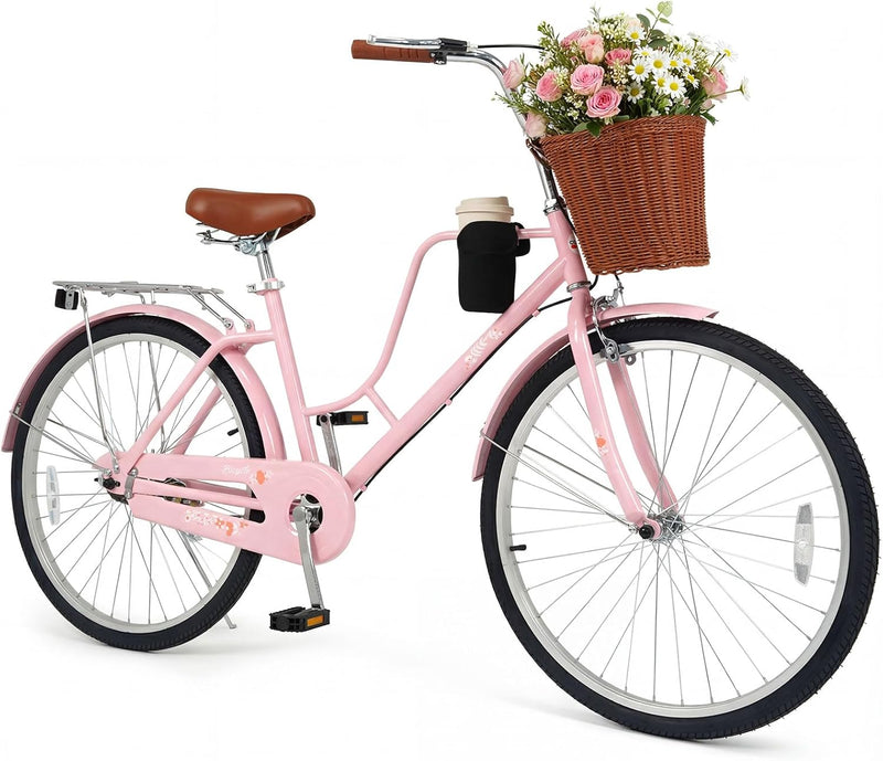 Load image into Gallery viewer, Goplus 24/26-Inch Beach Cruiser Bike for Women w/ Cup Holder Basket &amp; Front Rear Reflectors
