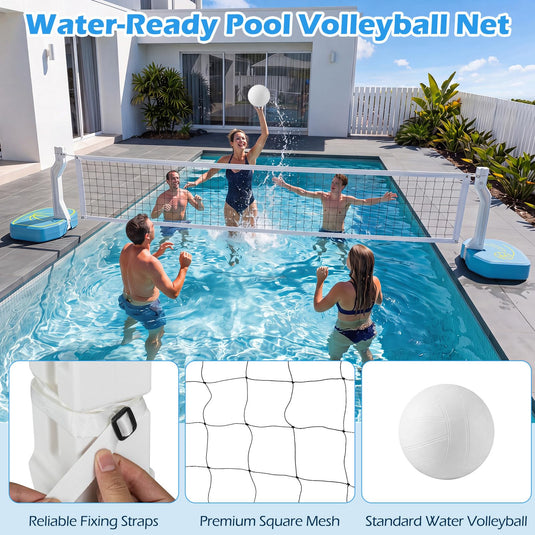 Goplus 2-in-1 Pool Basketball Hoop & Volleyball Net | Swimming Pool Ball Game Set